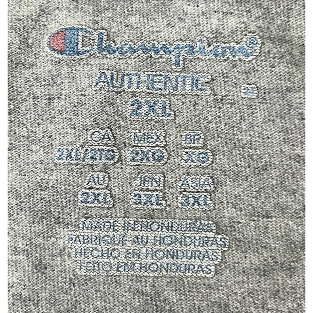 Champion Gray/Navy Collar Men's Short Sleeve Cotton Tee Regular Sz 2XL - Picture 7 of 9